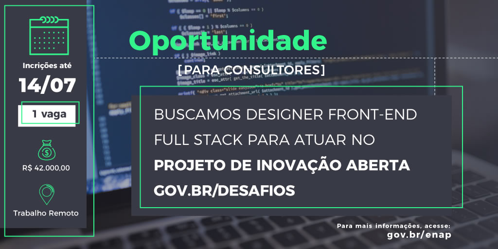 Seleção de designer front-end full stack é prorrogada